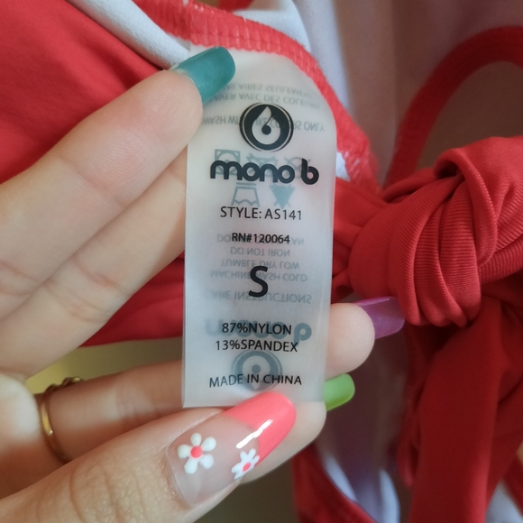 NWT Mono B Red Cutout Tie Front One Piece - Picture 4 of 12